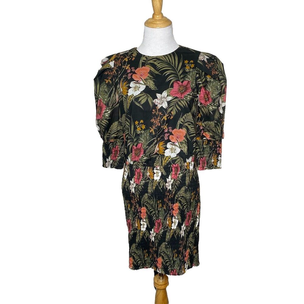 Rebecca Minkoff Geneva Floral Green Black Dress. Size Small. Brand new with tags